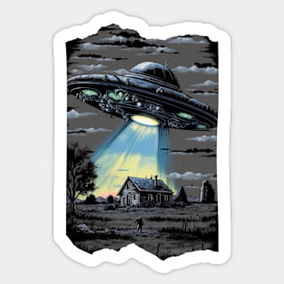 Alien Abduction UFO Flying Saucer Sticker